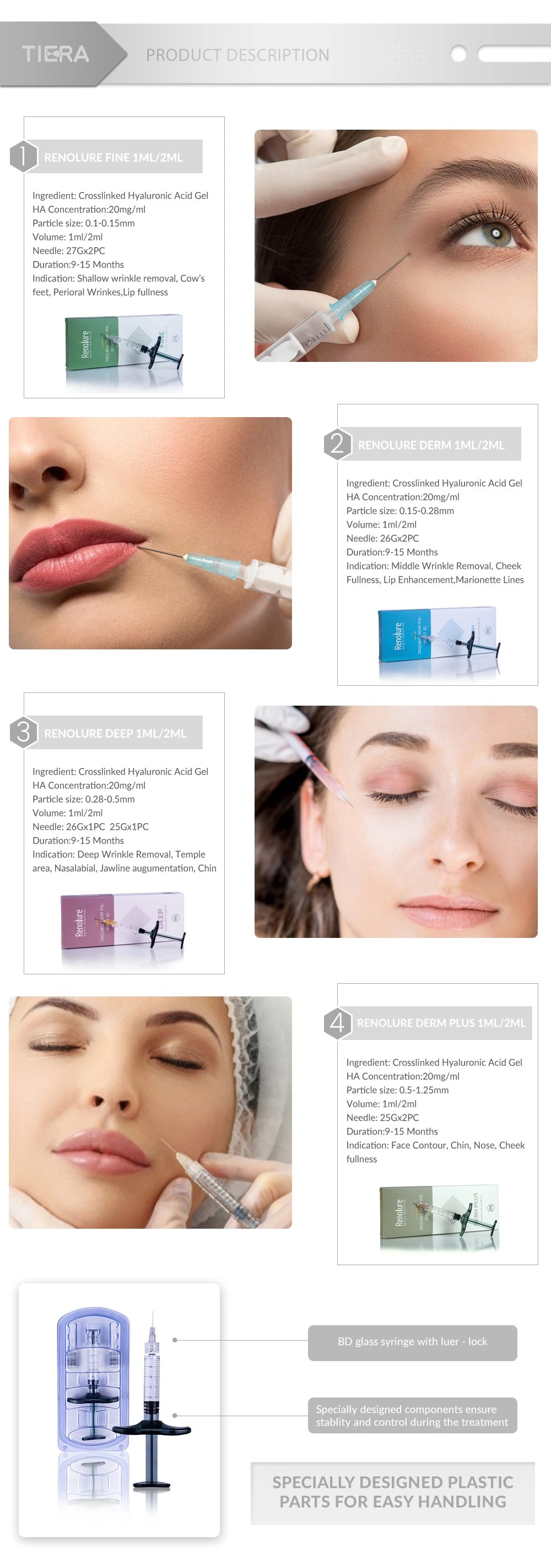 Long Lasting Hyaluronic Acid Dermal Filler Injection for Lip Filler